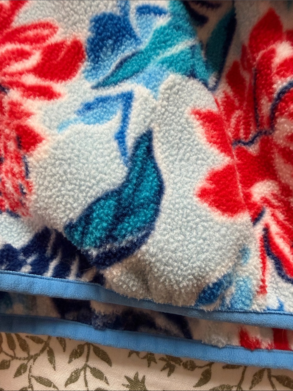 Patagonia Floral Snap-T Fleece Pullover - Light Blue with Red & Navy Accents - Picture 6 of 6